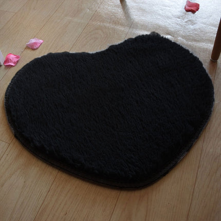 Heart Shape Non-slip Bath Mats Kitchen Carpet Home Decoration(Black)-garmade.com