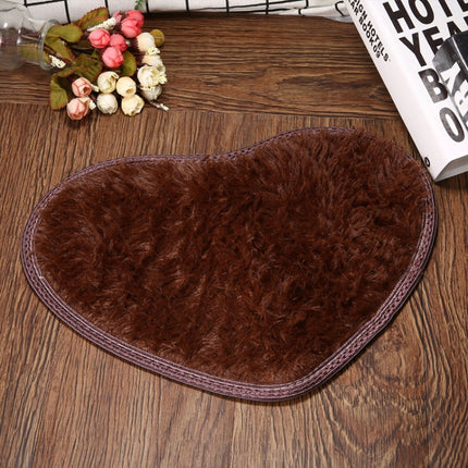 Heart Shape Non-slip Bath Mats Kitchen Carpet Home Decoration(Coffee)-garmade.com