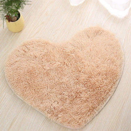 Heart Shape Non-slip Bath Mats Kitchen Carpet Home Decoration(Light Camel)-garmade.com