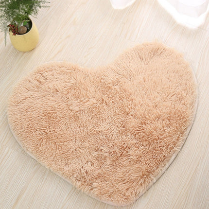 Heart Shape Non-slip Bath Mats Kitchen Carpet Home Decoration, Size:50*60CM(Light Camel)-garmade.com