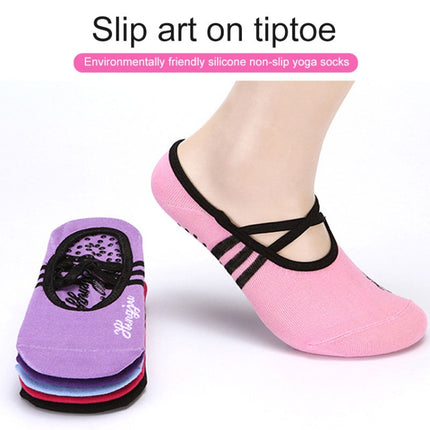 1 Pair Sports Yoga Socks Slipper for Women Anti Slip Lady Damping Bandage Pilates Sock(Pink)-garmade.com