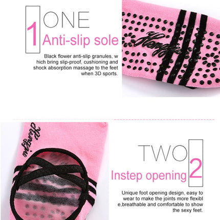 1 Pair Sports Yoga Socks Slipper for Women Anti Slip Lady Damping Bandage Pilates Sock(Pink)-garmade.com
