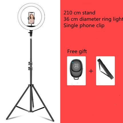 14 inch+Phone Clip Dimmable Color Temperature LED Ring Fill Light Live Broadcast Set With 2.1m Tripod Mount, CN Plug-garmade.com