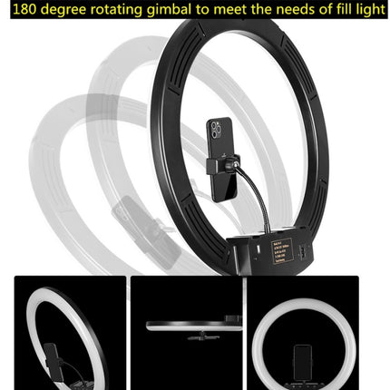 18 inch+6 Phone Clips+Microphone Pole Dimmable Color Temperature LED Ring Fill Light Live Broadcast Set With 2.1m Tripod Mount, CN Plug-garmade.com