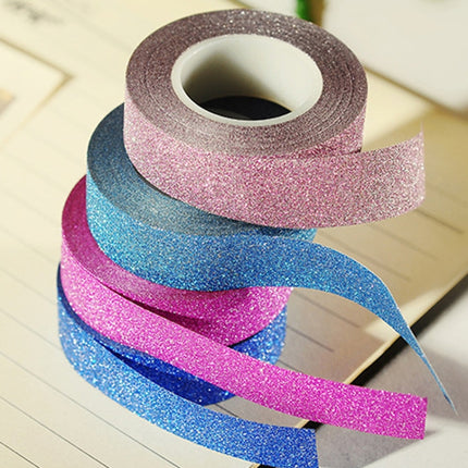 Flash Washi Sticky Paper Tape Label DIY Decorative Tape, Length: 10m(Pink)-garmade.com