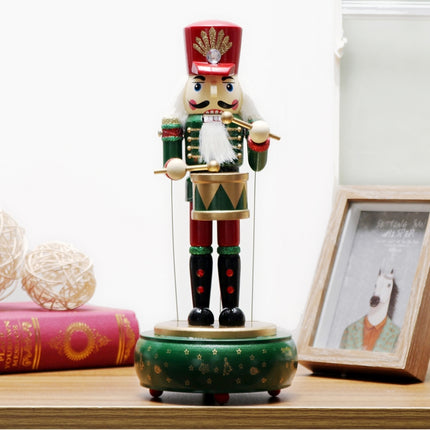 Retro Wooden Nutcracker Drummer Music Box for Gift Vintage Home Decoration(Blue)-garmade.com