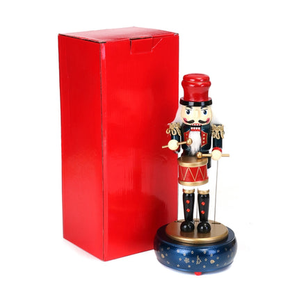 Retro Wooden Nutcracker Drummer Music Box for Gift Vintage Home Decoration(Blue)-garmade.com