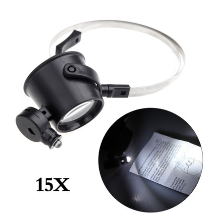 15X LED Lighted Hands-free Eye-Loupe Head Band Watch Repair Magnifier-garmade.com