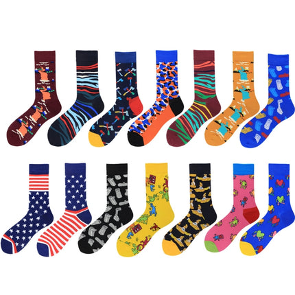 3 Pairs Men Tube Socks Cotton Color Flag Street Trendy Socks, Type:1911-10(EUR 39-46)-garmade.com