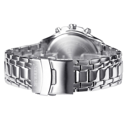 CURREN 8023 Men Stainless Steel Analog Sport Quartz Watch(Silver case gold face)-garmade.com