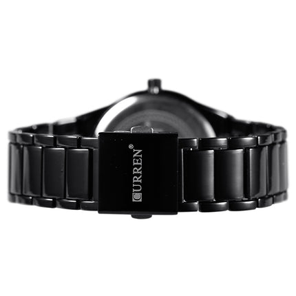 CURREN 8106 Fashion Business Calendar Waterproof Full Steel Quartz Watch(black case black face)-garmade.com