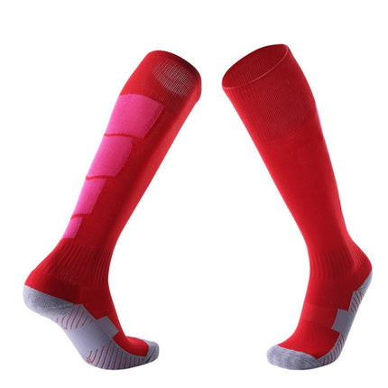 Adult Non-Slip Over-Knee Football Socks Thick Comfortable Wear-Resistant High Knee Socks(Red)-garmade.com