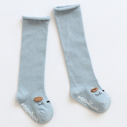 Autumn And Winter Baby Thigh Socks Curling Loose Mouth Children Cartoon Non-Slip Toddler Socks, Size:S(Blue Cat)-garmade.com