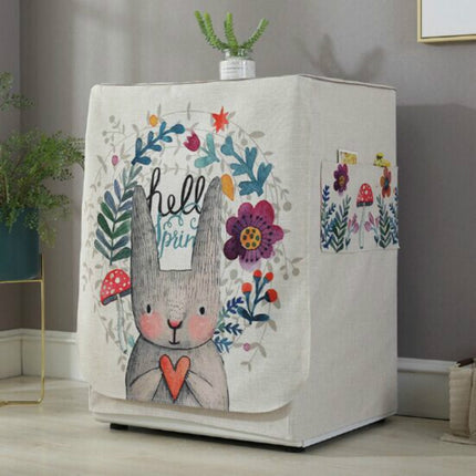 Cartoon Cotton and Linen Drum Roller Washing Machine Dust Cover, Size:83x60x60cm(Hello Rabbit)-garmade.com