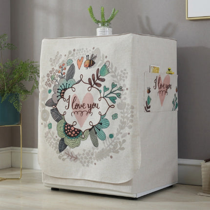 Cartoon Cotton and Linen Drum Roller Washing Machine Dust Cover, Size:83x60x60cm(Love Bee)-garmade.com