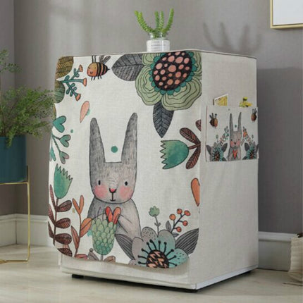 Cartoon Cotton and Linen Drum Roller Washing Machine Dust Cover, Size:83x60x60cm(Love Rabbit)-garmade.com