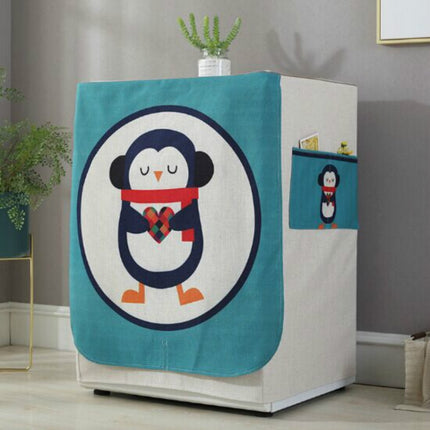 Cartoon Cotton and Linen Drum Roller Washing Machine Dust Cover, Size:83x60x60cm(Penguin)-garmade.com