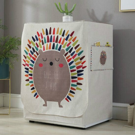 Cartoon Cotton and Linen Drum Roller Washing Machine Dust Cover, Size:83x60x60cm(Hedgehog)-garmade.com