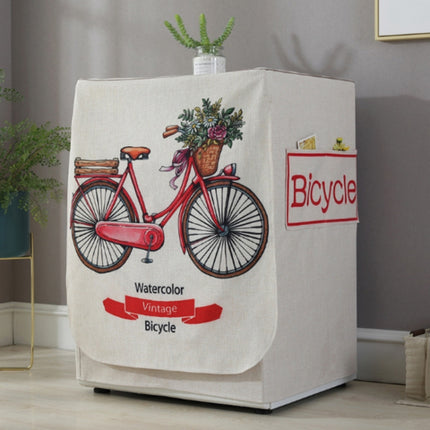 Cartoon Cotton and Linen Drum Roller Washing Machine Dust Cover, Size:83x60x60cm(Bike)-garmade.com