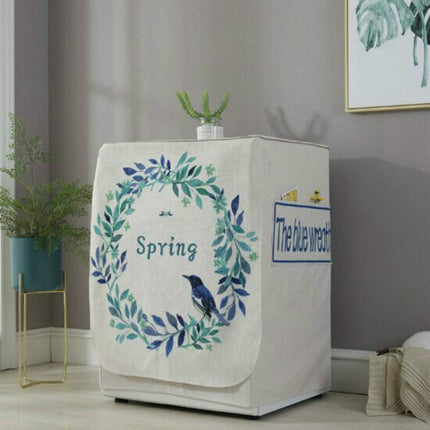 Cartoon Cotton and Linen Drum Roller Washing Machine Dust Cover, Size:83x60x60cm(Blue Flower)-garmade.com