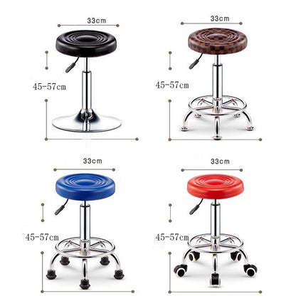 Adjustable Beauty Barber Shop Bar Lift Pulley Stool Movable Stool Chair(Black)-garmade.com