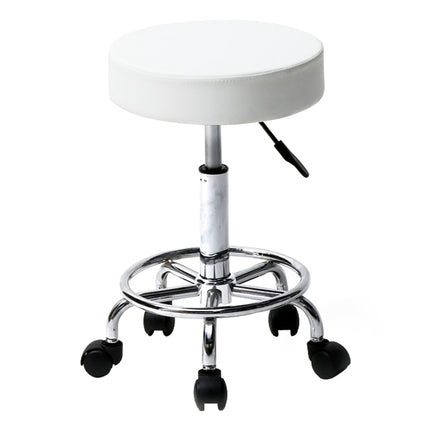 Adjustable Beauty Barber Shop Bar Lift Pulley Stool Movable Stool Chair(White)-garmade.com