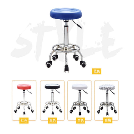 Adjustable Beauty Barber Shop Bar Lift Pulley Stool Movable Stool Chair(White)-garmade.com