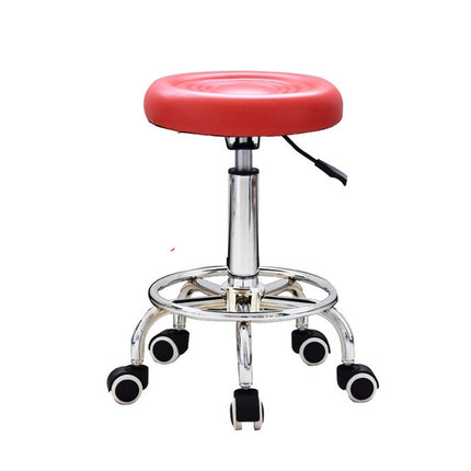 Adjustable Beauty Barber Shop Bar Lift Pulley Stool Movable Stool Chair(Red)-garmade.com