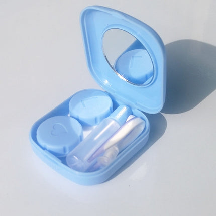 5PCS/Set Mini Square Plastic Contact Lens Case with Mirror(Blue)-garmade.com