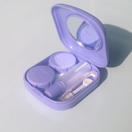 5PCS/Set Mini Square Plastic Contact Lens Case with Mirror(Purple)-garmade.com