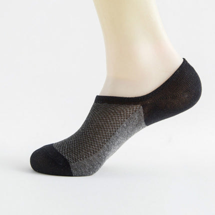 3 Pairs Mesh Breathable Invisible Deodorant Sweat Socks, Size:One Size(Black + Deep Grey)-garmade.com