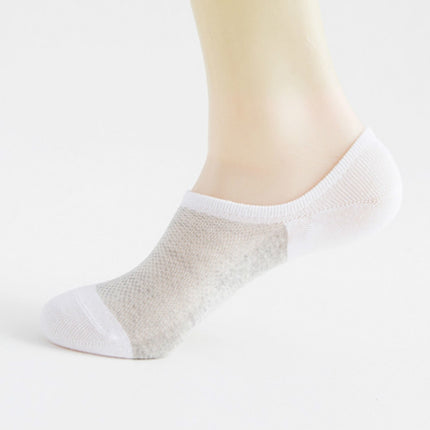 3 Pairs Mesh Breathable Invisible Deodorant Sweat Socks, Size:One Size(White + Grey)-garmade.com