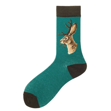 3 Pairs Autumn And Winter Tide Socks Animal Pattern Men Tube Cotton Socks, Type:1998-2(EUR 39-46)-garmade.com