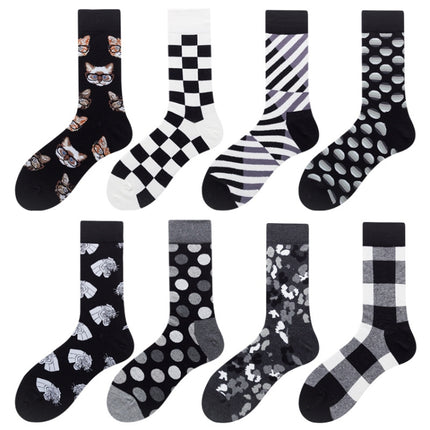 3 Pairs Autumn And Winter Simple Pattern Tube Socks, Type:1(EUR 39-46)-garmade.com