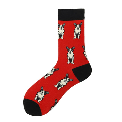 3 Pairs Autumn And Winter Tide Socks Cute Dog Series Colorful Middle Tube Men Cotton Socks, Type:1996-2(EUR 39-46)-garmade.com