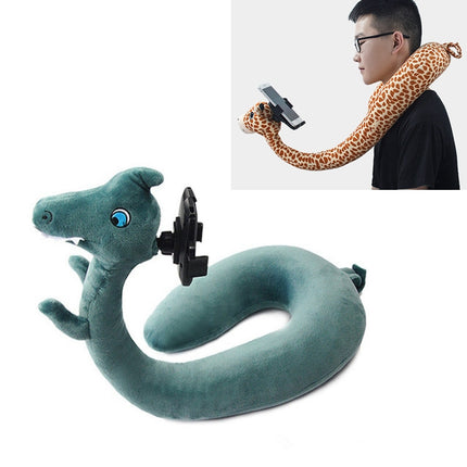 Multifunctional Lazy Mobile Phone Bracket U Shaped Pillow Two-in-one Cartoon Foam Particle Neck Pillow(Dinosaur)-garmade.com