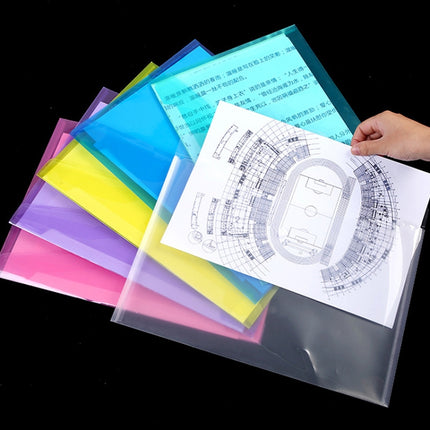 12 PCS A4 Clear Document Bag Paper File Folder Stationery School Office PP Case(Blue)-garmade.com