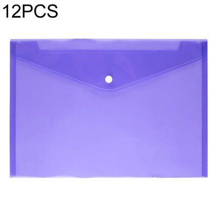 12 PCS A4 Clear Document Bag Paper File Folder Stationery School Office PP Case(Purple)-garmade.com