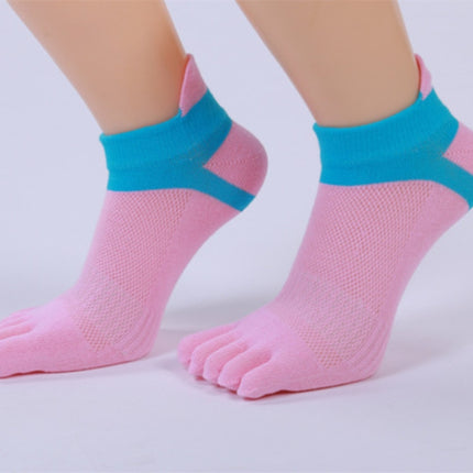 Ladies Finger Socks Cotton Breathable Mesh Socks Sock Mouth Foot Design Split Socks(Pink)-garmade.com
