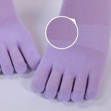 Ladies Finger Socks Cotton Breathable Mesh Socks Sock Mouth Foot Design Split Socks(Green)-garmade.com