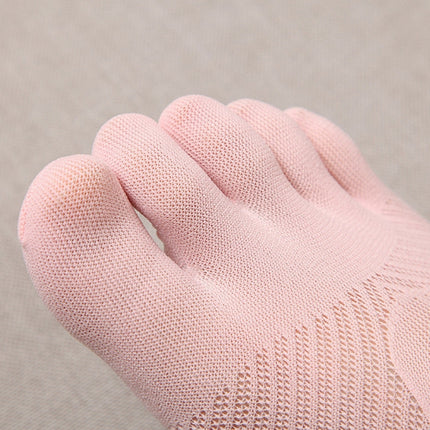 Summer Ladies Hollow Breathable Silicone Non-slip Five-finger Boat Socks Yoga Socks, Size:One Size(Pink)-garmade.com