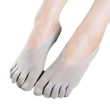 5 Pairs Female Socks Five Toe Sock Slippers Invisibility for Solid Color Crew Socks(Grey)-garmade.com
