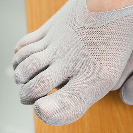 5 Pairs Female Socks Five Toe Sock Slippers Invisibility for Solid Color Crew Socks(Grey)-garmade.com