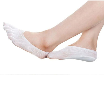 5 Pairs Female Socks Five Toe Sock Slippers Invisibility for Solid Color Crew Socks(Pink)-garmade.com