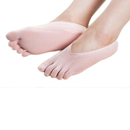 5 Pairs Female Socks Five Toe Sock Slippers Invisibility for Solid Color Crew Socks(Pink)-garmade.com