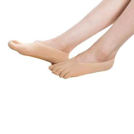 5 Pairs Female Socks Five Toe Sock Slippers Invisibility for Solid Color Crew Socks(White)-garmade.com