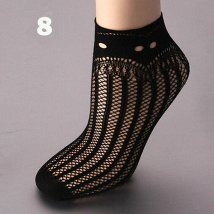 Sexy Black Sock Women Girls Ladies Soft Lace Short Ankle Socks Fishnet(Splice 4)-garmade.com