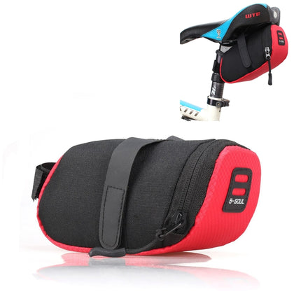 3 Color Nylon Bicycle Bag Bike Waterproof Storage Saddle Bag Cycling Tail Rear Pouch Bag(Red)-garmade.com