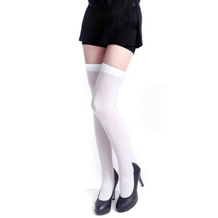 3 Pairs Sexy Thigh High Stocking Women Over knee Socks Female Hosiery Stockings(White)-garmade.com