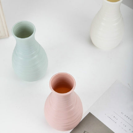 Modern Simple Plastic Flower Vase Creative Desktop Decoration Ornaments(Pink)-garmade.com